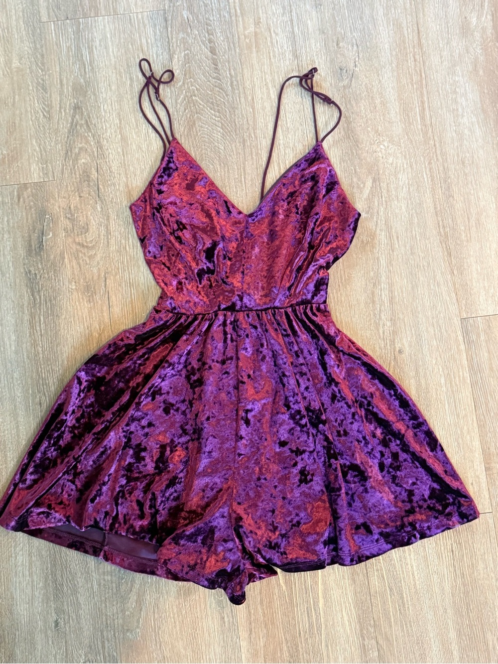 Crushed Velvet Maroon/Burgundy Romper